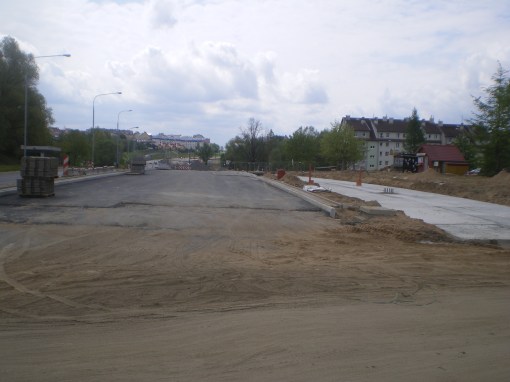 Budowa linii tramwajowej przy alei Sikorskiego (10 maja 2015) - miejsce przyszłego przystanku Andersa