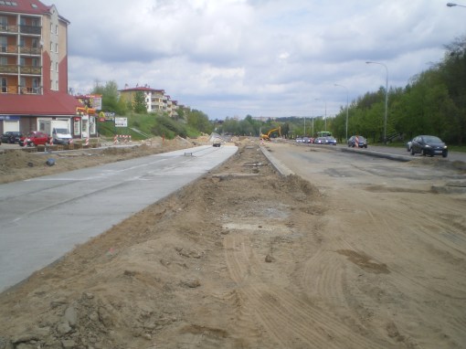 Budowa linii tramwajowej przy alei Sikorskiego (10 maja 2015)