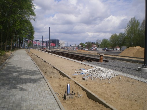 Budowa linii tramwajowej przy alei Sikorskiego (10 maja 2015)