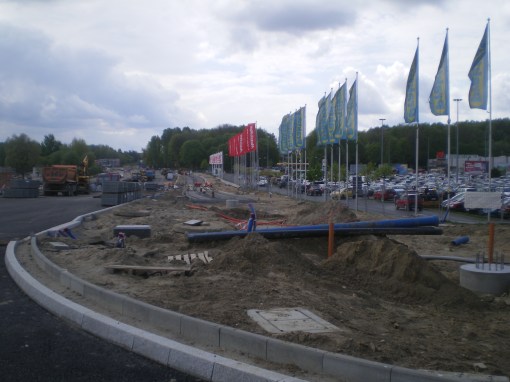 Budowa linii tramwajowej przy alei Sikorskiego (10 maja 2015)