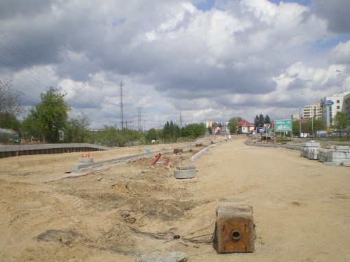 Budowa linii tramwajowej przy alei Sikorskiego (10 maja 2015)