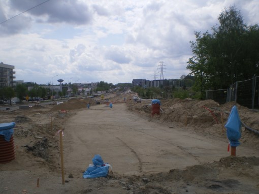 Budowa linii tramwajowej przy alei Sikorskiego (10 maja 2015)