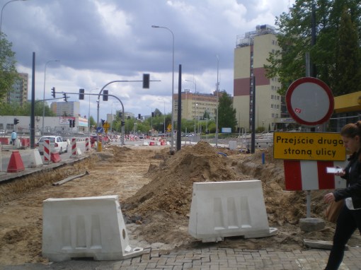 Budowa linii tramwajowej w ulicy Żołnierskiej (10 maja 2015)