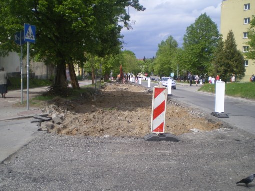 Budowa linii tramwajowej w ulicy Żołnierskiej (10 maja 2015)