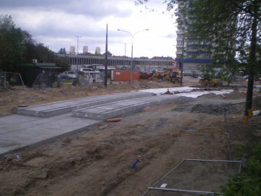 Budowa linii tramwajowej w ulicy Kościuszki (10 maja 2015)