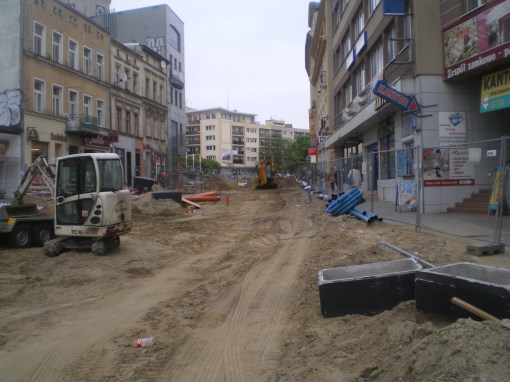 Budowa linii tramwajowej w ulicy 11 Listopada (13 maja 2015)