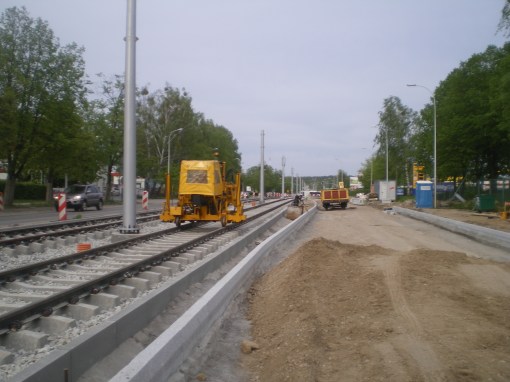 Budowa linii tramwajowej na ulicy Towarowej (13 maja 2015)