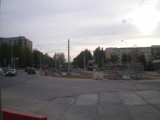 Budowa linii tramwajowej na ulicy Towarowej (13 maja 2015)