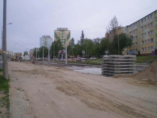 Budowa linii tramwajowej na ulicy Dworcowej (13 maja 2015)