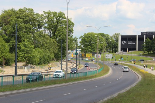 Budowa linii tramwajowej przy ulicy Tuwima (1 czerwca 2015)