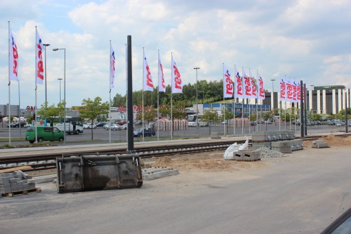 Budowa linii tramwajowej przy alei Sikorskiego (1 czerwca 2015)