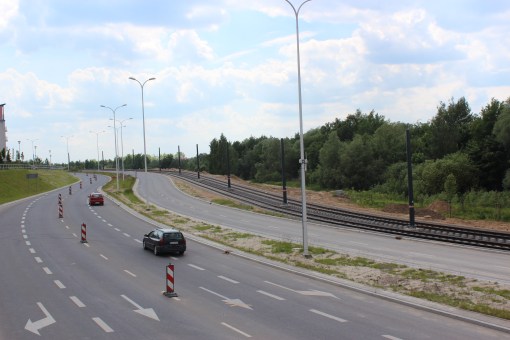 Budowa linii tramwajowej przy ulicy Płoskiego (1 czerwca 2015)