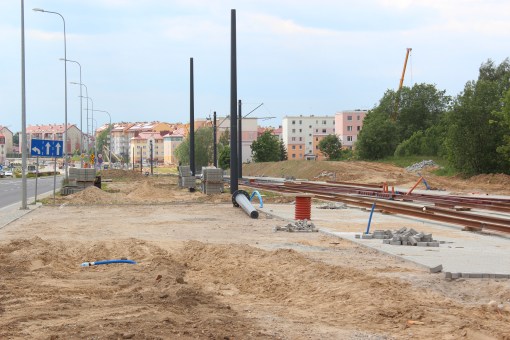 Budowa linii tramwajowej przy ulicy Witosa (1 czerwca 2015) - przystanek końcowy przy skrzyżowaniu z ulicą Kanta