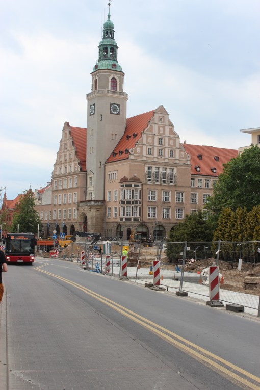 Budowa linii tramwajowej w alei Piłsudskiego (1 czerwca 2015)