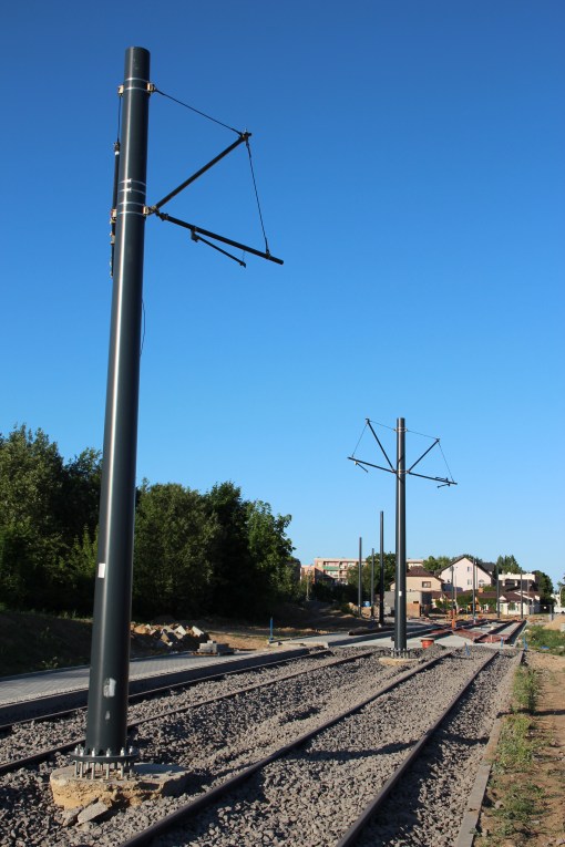 Budowa linii tramwajowej przy ulicy Witosa (15 czerwca 2015) - przystanek końcowy przy skrzyżowaniu z ulicą Kanta