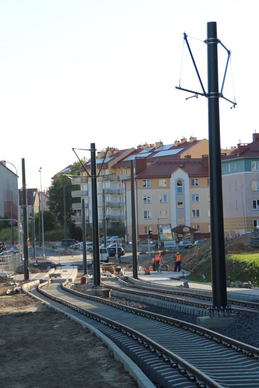 Budowa linii tramwajowej przy ulicy Witosa (15 czerwca 2015)