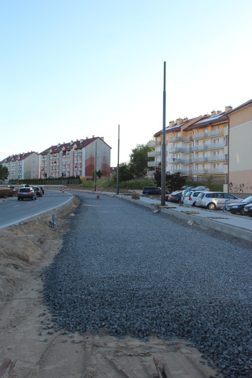 Budowa linii tramwajowej przy ulicy Witosa (15 czerwca 2015)