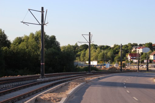 Budowa linii tramwajowej przy ulicy Płoskiego (15 czerwca 2015)