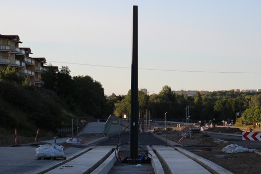 Budowa linii tramwajowej przy alei Sikorskiego (15 czerwca 2015)