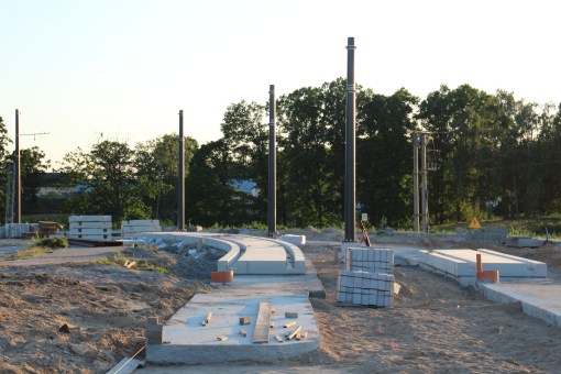 Budowa linii tramwajowej przy ulicy Tuwima (15 czerwca 2015)