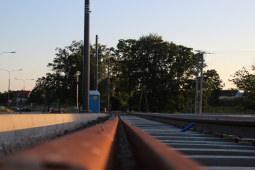 Budowa linii tramwajowej przy ulicy Tuwima (15 czerwca 2015)