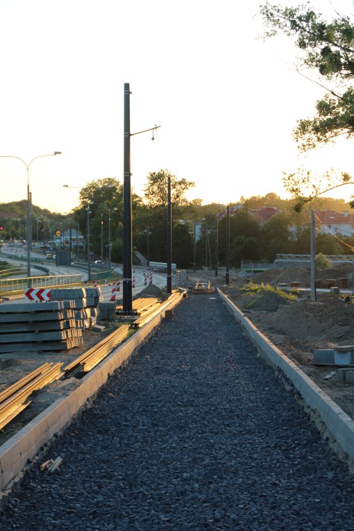 Budowa linii tramwajowej przy ulicy Tuwima (15 czerwca 2015)