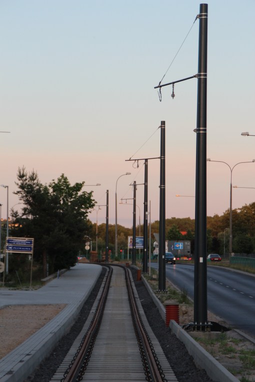 Budowa linii tramwajowej przy ulicy Tuwima (15 czerwca 2015)