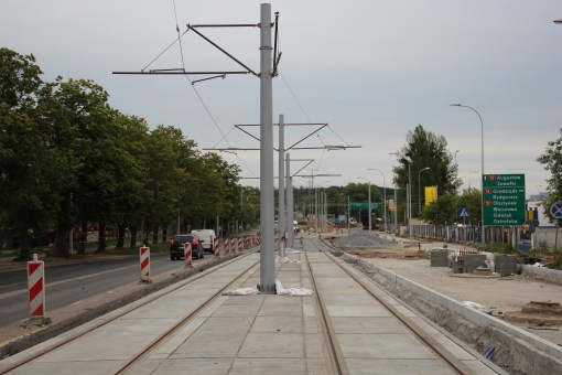 Budowa linii tramwajowej w ulicy Towarowej (18 czerwca 2015)