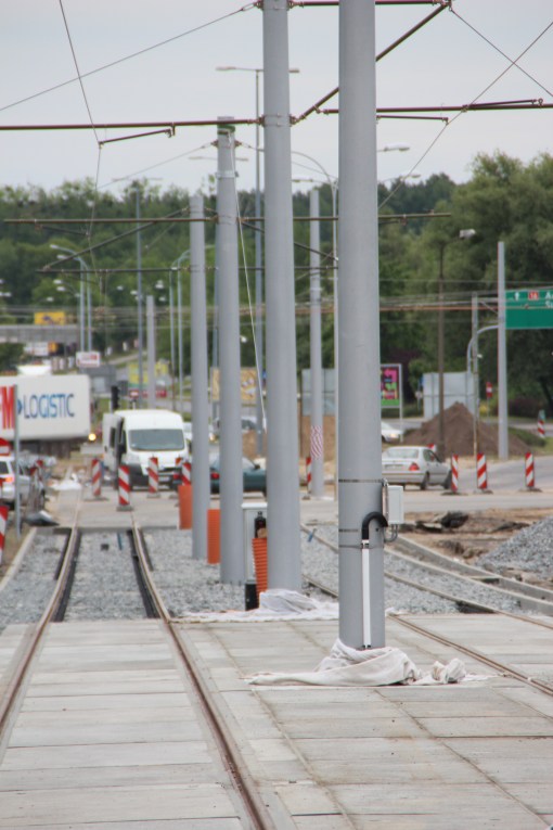 Budowa linii tramwajowej w ulicy Towarowej (18 czerwca 2015)