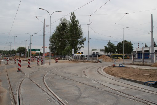 Wjazd do zajezdni tramwajowej przy ulicy Towarowej (18 czerwca 2015)
