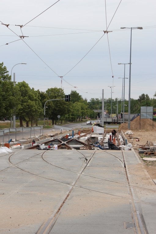 Budowa linii tramwajowej w ulicy Towarowej (18 czerwca 2015)