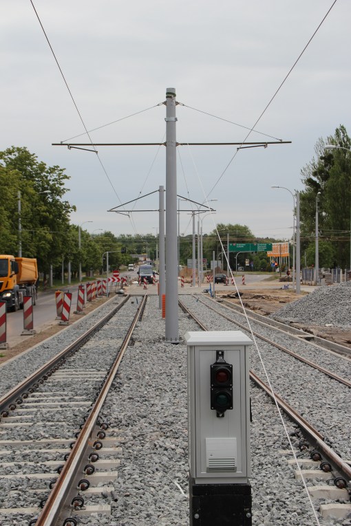 Budowa linii tramwajowej w ulicy Towarowej (18 czerwca 2015)