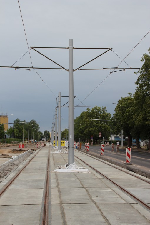Budowa linii tramwajowej w ulicy Towarowej (18 czerwca 2015)