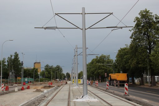 Budowa linii tramwajowej w ulicy Towarowej (18 czerwca 2015)