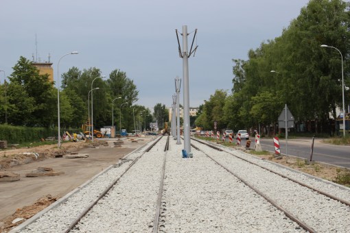 Budowa linii tramwajowej w ulicy Towarowej (18 czerwca 2015)