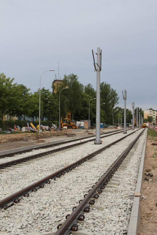 Budowa linii tramwajowej w ulicy Towarowej (18 czerwca 2015)