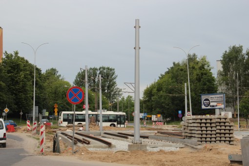 Budowa linii tramwajowej w ulicy Towarowej (18 czerwca 2015)