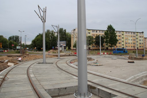 Budowa linii tramwajowej na placu Ofiar Katynia (18 czerwca 2015)