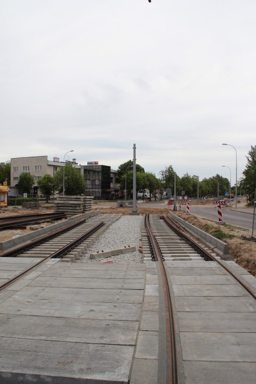 Budowa linii tramwajowej w ulicy Towarowej (18 czerwca 2015)