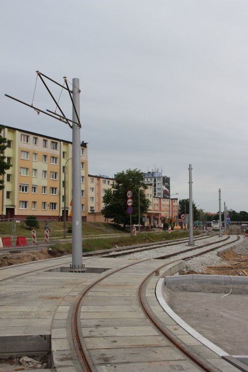 Budowa linii tramwajowej w ulicy Dworcowej (18 czerwca 2015)