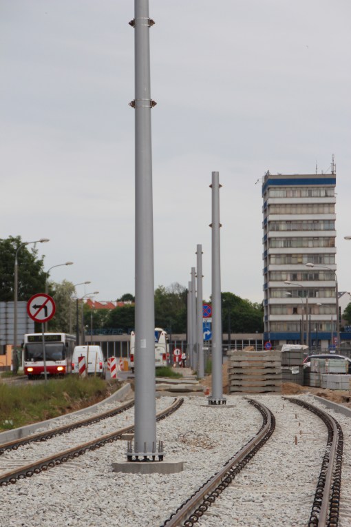 Budowa linii tramwajowej w ulicy Dworcowej (18 czerwca 2015)