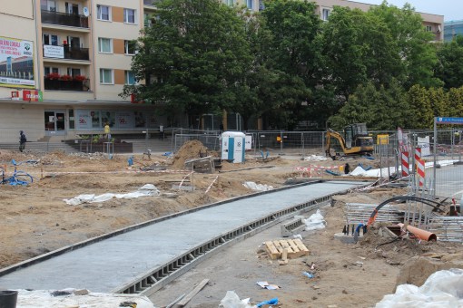 Budowa linii tramwajowej na placu Jana Pawła II (18 czerwca 2015)