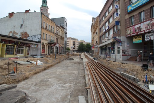 Budowa linii tramwajowej w ulicy 11 Listopada (18 czerwca 2015)
