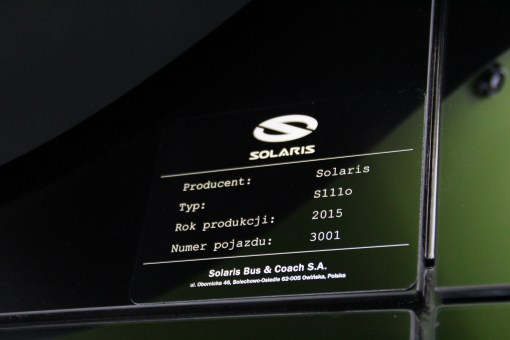 Tabliczka znamionowa Solarisa Tramino Olsztyn S111O