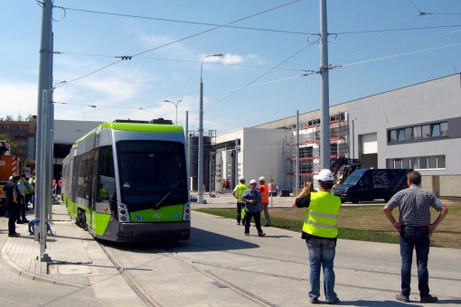 Solaris Tramino Olsztyn #3001 w zajezdni tramwajowej (12 czerwca 2015) Fot. Rafał Zadrożny