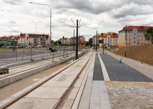 Budowa linii tramwajowej przy ulicy Witosa (12 lipca 2015) - przystanek Witosa