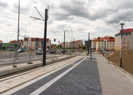 Budowa linii tramwajowej przy ulicy Witosa (12 lipca 2015) - przystanek Witosa