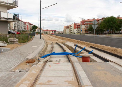 Budowa linii tramwajowej przy ulicy Witosa (12 lipca 2015)