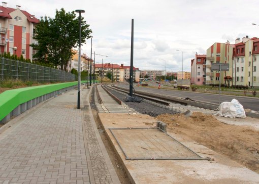 Budowa linii tramwajowej przy ulicy Witosa (12 lipca 2015)