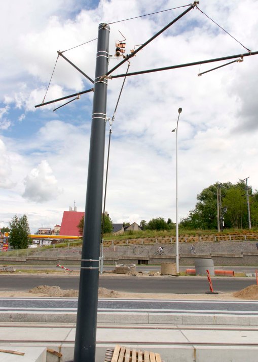 Budowa linii tramwajowej przy ulicy Płoskiego (12 lipca 2015)